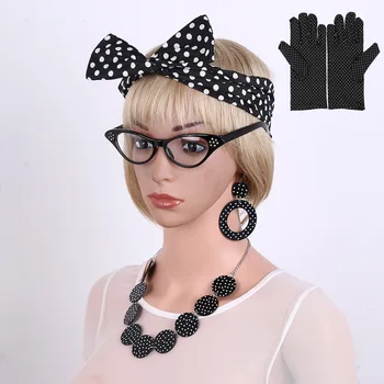Vintage Ženske 50s Kopalke Dodatki Cosplay Modno Obleko Obleko Dekleta, Šal, Glavo Uhani Cat Eye Glasses Za Kostum Stranka
