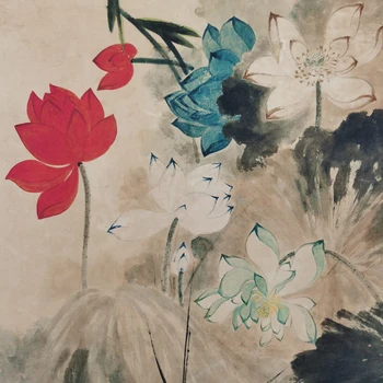 Zbirka Kitajski Klasične Slike Zhang Daqian Pet-Barva Lotus