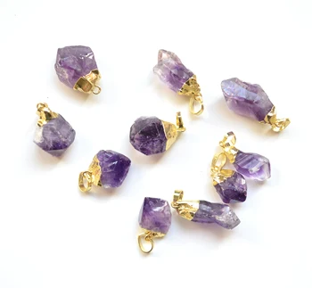 Amethysts obeski z zlato electroplated ,vijolična crystral quartz čare