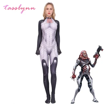 Vroče Igra Mass Effect 3, Miranda Lawson Cosplay za Ženske Spandex Jumpsuit Zentai Elastična 3D Tiskanih Halloween Kostumi za Ženske