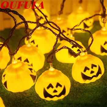 OUFULA Prostem Nepremočljiva Halloween Pumpkin Lantern LED Rumeno Luč Niz Luči