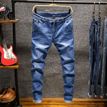Nova Moda za Moške Jeans Light Color Stretch Casual Kavbojke Straight Slim Fit Multicolor Skinny Kavbojke Moški Bombaža, Jeansa Hlače