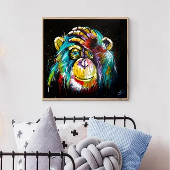 Lepe Pisane Orangutan Živali Grafiti Olje Slikarsko Platno Tiska Za Wall Art Slike Za otroški Sobi Doma Dekor Unframe