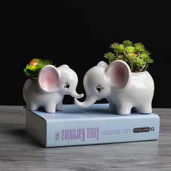 2021 klasičnih slon planter lončki za rastline 2 kos/veliko risanka majhne keramične živali succulents vaza vrtni okras