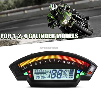 Motorno kolo Univerzalno LCD Digitalni merilnik Hitrosti 14000RPM 6 Prestavi 199km/h Backlight Motocikel prevožene poti For1,2,4 Valji Meter