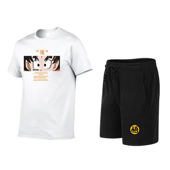 Čeveljčki za moške bo ustrezala majica + hlače poleti bombaž O-vratu T-shirt hlače, dvodelne anime Animel priložnostne šport