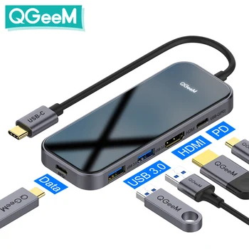 QGeeM USB C Središče za Macbook Pro Multi USB 3.1 Vozlišče Tipa C 3.0 Hub HDMI PD Adapter za iPad Pro OTG Splitter Polnjenje USB C Dock