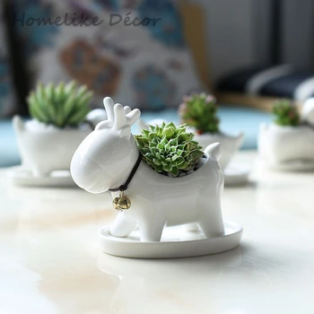 1 Jelenov oblikovan keramična vaza Mini cvetlični lonček iz porcelana z pladenj Živali, rastlin pot za Namizne računalnike, Dom Vrt dekoracijo