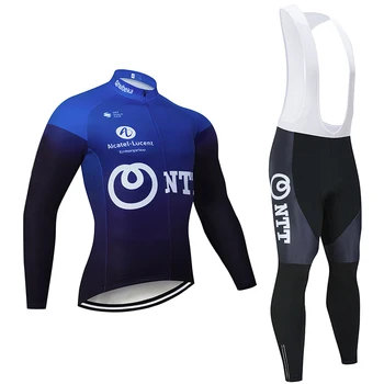 Pozimi leta 2020 NTT TEAM Kolesarski DRES suknjič Kolesarske Hlače komplet moških Ropa Ciclismo Toplotne Runo Long sleeve kolesarjenje Maillot Culotte