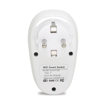 1/2/3/4/5/6 KOS Sonoff S26 WiFi Smart Vtičnico EU Priključite Brezžični Inteligentni Stojalo Smart Home Delo Z Alexa Google Pomočnik