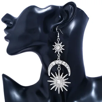 Pop pretirana modni uhani z odlično okrasnih geometrijske star uhani sun moon retro uhani za ženske dekle darila