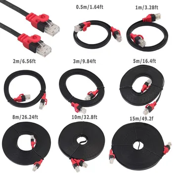 Rdeče Glave+Črn Pozlačen priključek RJ45 Stik Zatiči Kabel Ethernet Kabel Ravno CAT6 Omrežnega Žice RJ45 Lan Kabel 10Gbps Za Usmerjevalnik PC