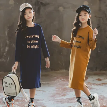Nova Dekleta Shirt Obleko 2020 Padec Bombaž Črke Otroci Obleke za Dekleta Baby Obleko za Prosti čas Mamica in Mi Midi Obleko Oblačila,#5158