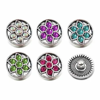 Debelo Zamenljivi Cvet 031 Okrasnih Kovinskih Snap Gumbi Fit 12 mm Pripni gumb zapestnice, Uhani, ogrlica Za ženske