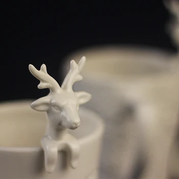 3D Amimal Pari Skodelice S Pokrovom Božič Skodelice Srčkan Reliefni Milu Jelena Kave Vrč Mleko Čaj Skodelice Sneg Keramični Kreveljiti Ustvarjalno Darilo