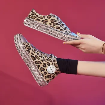 2020 ženska superge leopard čevlji platno čevlji za ženske Čipke-Up Platno Ustreza res je, da je velikost sprejme svojo normalno velikost 43 žensk