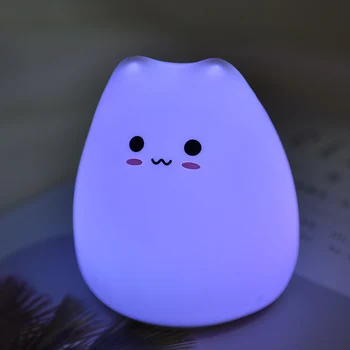 Ustvarjalne risanka malo luštna mačka silikonski lučka LED pisane barve spreminjanje otrokove spalnice vzdušje noč svetlobe