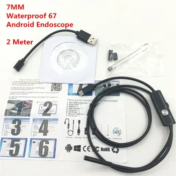 Endoskop Fotoaparata 2 v 1, USB Micro 7 MM 2M Endoskop Nepremočljiva 6 LED Borescope Pregledovalna Kamera Za Android PC Računalnik