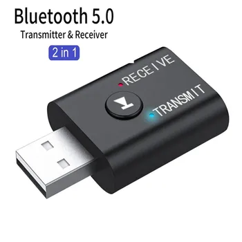 2 V 1 Bluetooth 5.0 Sprejemnik Oddajnik Brezžične Stereo Audio Adapter USB 3,5 mm Jack Glasbe adapter Za Prenosni RAČUNALNIK Slušalke
