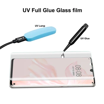 Akcoo Kaljeno Steklo za Huawei P30 Pro Screen Protector UV Tekoče Polno Lepilo film P30 lite stekla film z oleophobic premaz