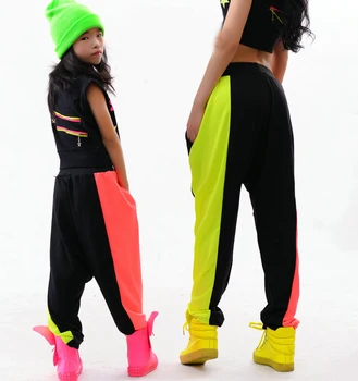 Otroci Odrasli Harem Hip Hop Plesne Hlače Sweatpants Uspešnosti Kostume ženski fazi obrabe Neon Jazz hlače