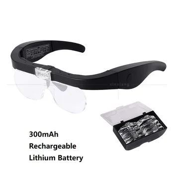 Polnjenje Kozarcev Glavo 2 LED Magnifier za Vezenje Za 1,5 X 2,5 X 3,5 X 5X Povečevalno Steklo Očal Loupe USB Lupe