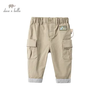 DBS16289 dave bella pomlad baby fantje moda risanka žepi hlače otrok celotno dolžino otroci hlače za malčke malčka hlače