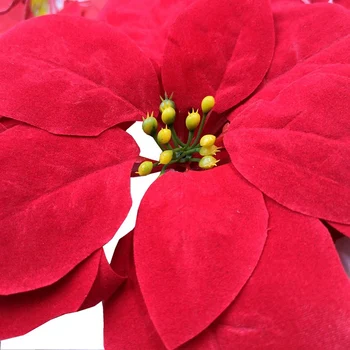 Umetno Božično Rože Rdeče Mah Poinsettia Cvetlični Izbor za Božični Venec Drevo Okraski(24 Kos/Rdeča)