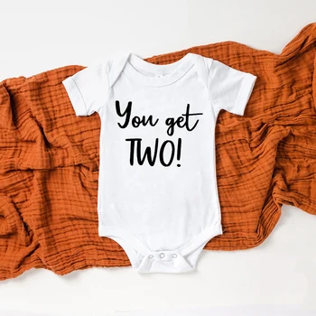 Twin Obleke Twin Baby Darilo Onesie Twin Baby Onesies Baby Dekleta Fantje Poletje Kratek Rokav Bodysuits Dvojčka Baby Tuš Prisoten