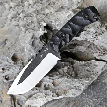 GODFUR prostem fiksno rezilo noža 8CrMoV rezilo G10 ročaj kampiranje planinarjenje, lov preživetje taktike ravne noži rokav