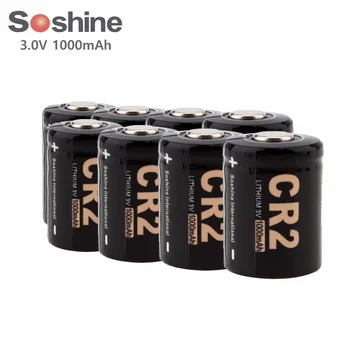 8pcs/veliko Soshine 3V 1000mAh CR2 Baterija Litij Baterije za LED Žarometi, Svetilke Kolesarska Svetilka