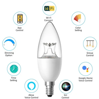 Smart Življenje WIFI LED Žarnice LED 6W možnost zatemnitve Svetlobe Telefon Daljinski upravljalnik je Združljiv z Alexa Google Doma Dekor Glasovni Nadzor Žarnica