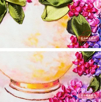 45x50cm 3D cvet vazo Traku vezenje slikarstvo nastavite cvetlični kompleti handcraft navzkrižno stitch DIY ročno needlework wall art dekor