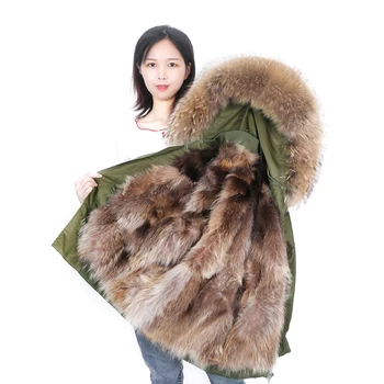 2020 zimskih oblačil žensk pravi rakun krzno oblog zimske ženske jakna pravi krzno ovratnik plašč parkas