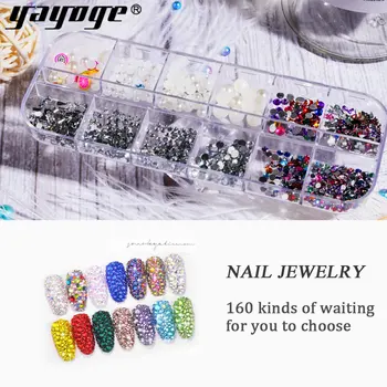 Yayoge Mix Oblike Akril Diamond Bleščice za Nohte Nail Okrasnih 3D Kristalno DIY Nail art okraski za Manikiranje orodja Pribor