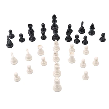 32pcs Plastičnih Šahovske Figure, Skupaj Chessmen Mednarodnih Besedo Šahovska garnitura Black & White figuro Zabava Accessori