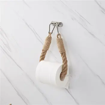 Ustvarjalne Ročno Retro Wc Konoplja Vrv Wall-Mounted Tkiva Roll Držalo Za Toaletni Papir Shranjevanje Stojalo Iz Nerjavečega Jekla Kavelj