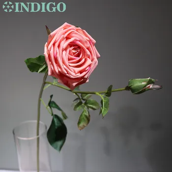 INDIGO-5 kos Rožnate Vrtnice Z Bud Visoko Kakovost Pravi Dotik Rose Dekorativni Umetno Poroko Cvet Stranka Dogodek Dropshipping