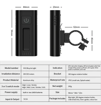 L2 5200mAh Izposoja Smerniki USB Obdavčljivi Baterije T6 Sprednje Kolo Svetlobe Kolesarska Svetilka MTB Svetilka Nepremočljiva Svetlo Luč
