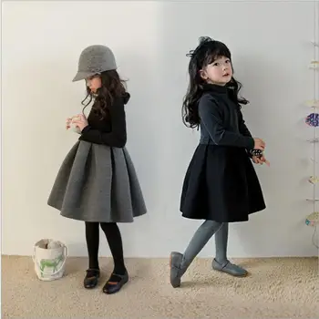Nove Zimske otroci Obleko za Dekle z Dolgimi Rokavi Princesa Obleke 3 do 12-letna Dekleta plus žamet otrok Lok Debel Toplo šolo obleko