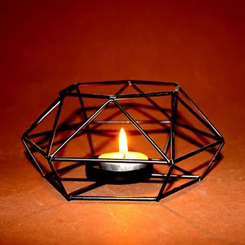 1PC Geometrijske Svečnik Nordijska Minimalističen Slog Okraski Steno Rov Ujemanje Jekla Majhne Tealight svečniki