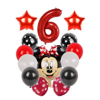 Mickey Mouse rojstni okraski otroci Folija Baloni minnie mouse 40inch rdeče črn Število žogic Baby Tuš latex Globos