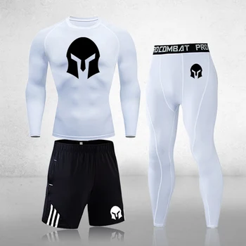 2021 Novih Moških Stiskanje Teče hlačne Nogavice Vadbo Fitnes Usposabljanja Trenirko Majice z Dolgimi Rokavi Šport bo Ustrezala Rash Guard Kit