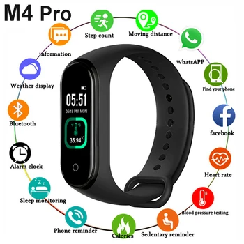 M4 Pro Smart Band Termometer Nov M4 Band Fitnes Tracker Srčni utrip, Krvni Tlak Fitnes Zapestnica Pametno gledati Za Android IOS