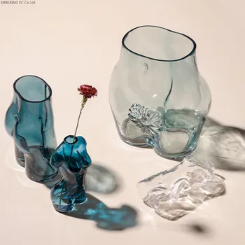 Stekla Cvet Vazo Ustvarjalne Prozorno Stekleno Vazo Body Art Barve Kip Cvetlični Aranžma Pribor Sodobno Dekoracijo Doma