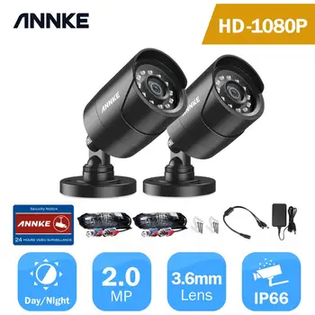 ANNKE 1080P TVI Varnostne Kamere 2pcs 2MP Bullet Komplet Zunanja IP66 Vremensko Stanovanj 66ft Super Night Vision Smart IR CCTV Kamera