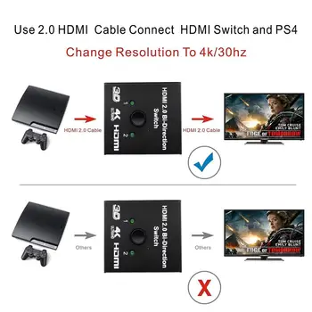 AIXXCO Bi-Smer 4K HDMI je združljiv Preklopnik 2 v 1 izhod HDMI je združljiv Splitter 1x2/2x1 Tok iz Pretvornika za PS4 TV Box