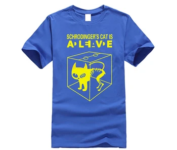 Schrodingers Mačka t-shirt Znanost Geek Majice s kratkimi rokavi Moški Ženske Stripe Tee Tshirt Je Sheldon