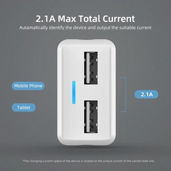 2.1 LED Dvojni Polnilnik USB Polnjenje Za iPhone, iPad, Samsung Xiaomi super hitri Polnilnik Mobilnega Telefona, Polnilniki Za Steno Potovanja