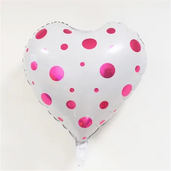 10pcs/veliko Roza Belo Srce Oblikovan Helij Folija baloni za Valentinovo svate, Dekoracijo Polka Dot Balon